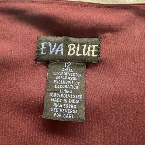 Vtg Eva Blue Y2k Mauve Burnout Velvet MIDI Dress 12 Beaded Lined Fairy Whimsical - Picture 6 of 11